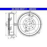 ATE | Bremstrommel | 24.0222-8037.1