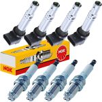 4x NGK 6449 ZÜNDKERZE + ZÜNDSPULE U5002 für VW GOLF AUDI SKODA SKODA